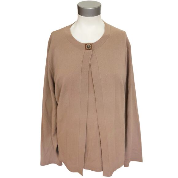 ANNE KLEIN New York cashmere twin sweater set cardigan tank in honey Size 2X NEW - Picture 1 of 9